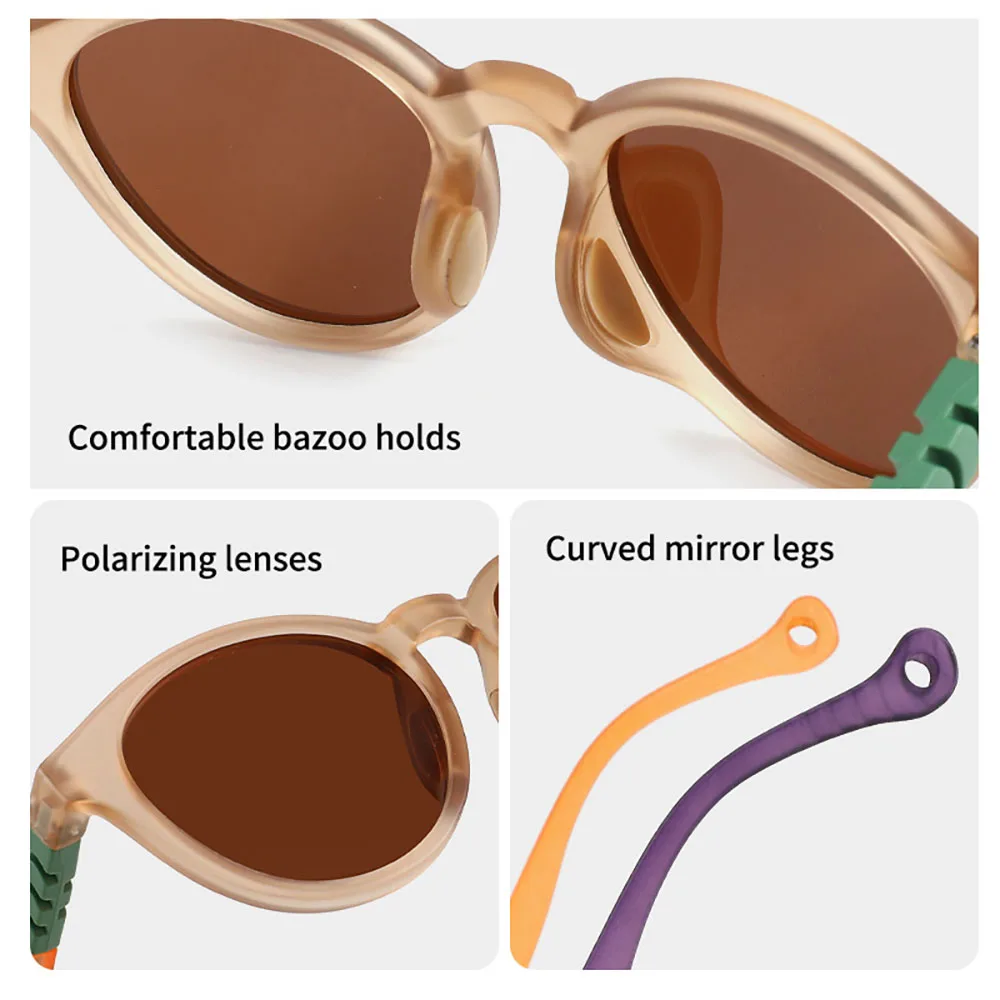 

New Fashion Round Children TR90 Polarized Sunglasses Boy Girl Baby Jelly Colorful Frame Polarized Lens UV400 Boys Girls Age 3-12