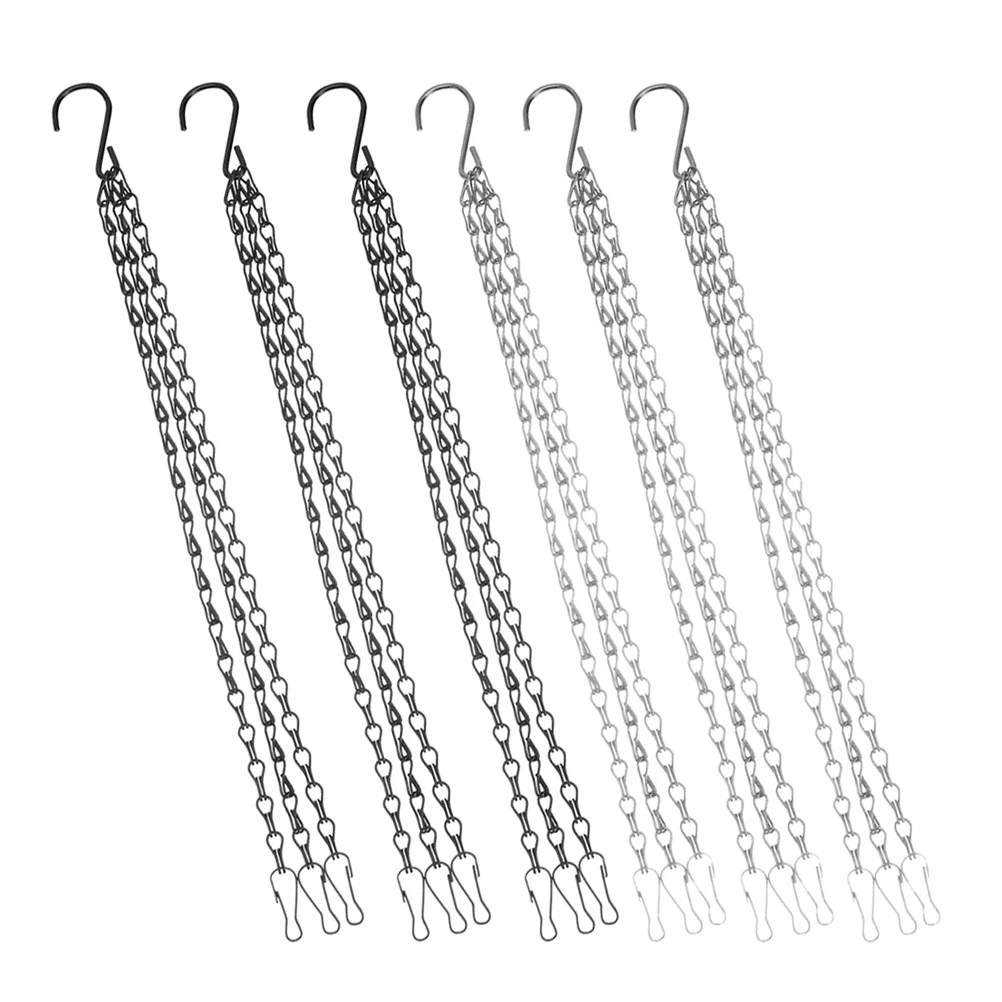 

6pcs Flower Pot Hanging Chain Durable Iron Material Space Optimization Balcony Garden Decor Planter Chain Set Metal Hooks