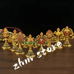 8pcs/set 8.5cm Antique Colored Plated Buddhist Suppliers Tibetan Tranic Eight Auspicious Symbol Putting Decorate Instruments
