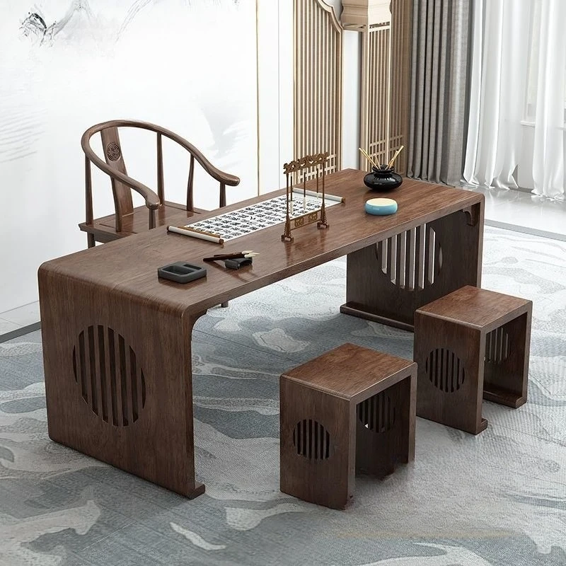 New Chinese solid wood calligraphy practice table Children's training desk Sinology table Home office Antique traditional