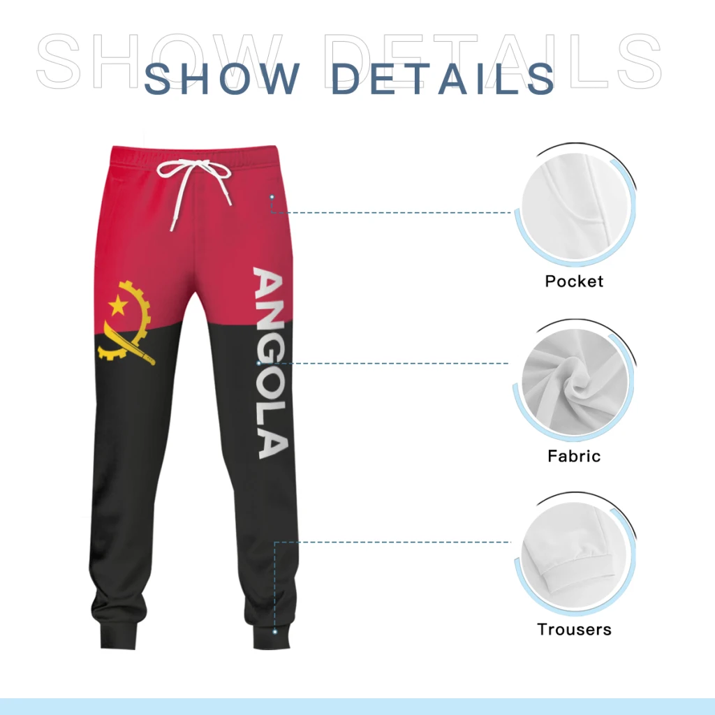 2025 Angola Flag Mens Sweatpants with Pockets Joggers for Men Sports Casual Sweat Pants With Drawstring view 5