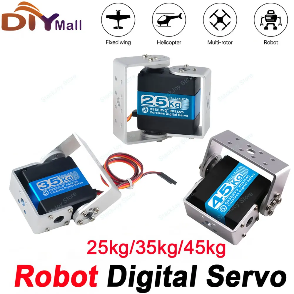 

Robot Servo Motor 25/35/45kg RDS Metal Gear Coreless Motor Digital Servo Dual Shaft w/ U Bracket For Robots Drone Crawler Buggy