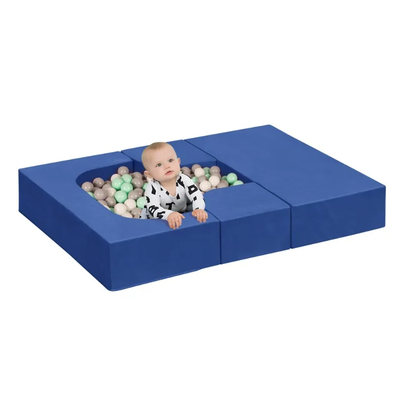 Set di divani modulari blu per bambini Divano da gioco componibile convertibile con pouf Mobili in morbida schiuma per sala giochi e camera da letto per bambini