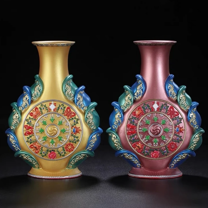 

Buddhism Vase,Purple Resin Auspicious Tantric Plants Storage Bottle,Tibetan Holy Water Bottle Desktop Altars Decorative,20 cm