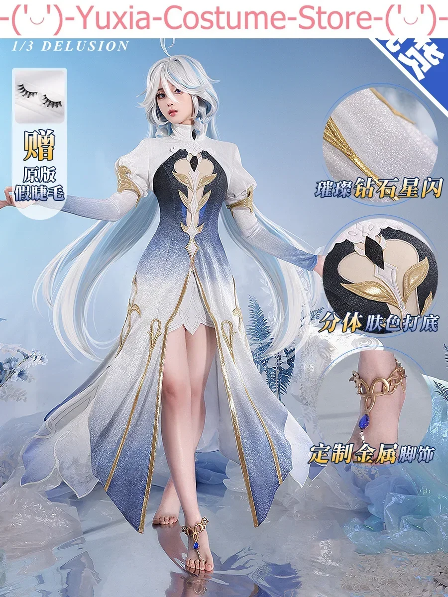 Three Point Delusion Genshin Impact Furina The God Of Water Cosplay Costume Cos Game Anime Party Uniform Hallowen Play Role