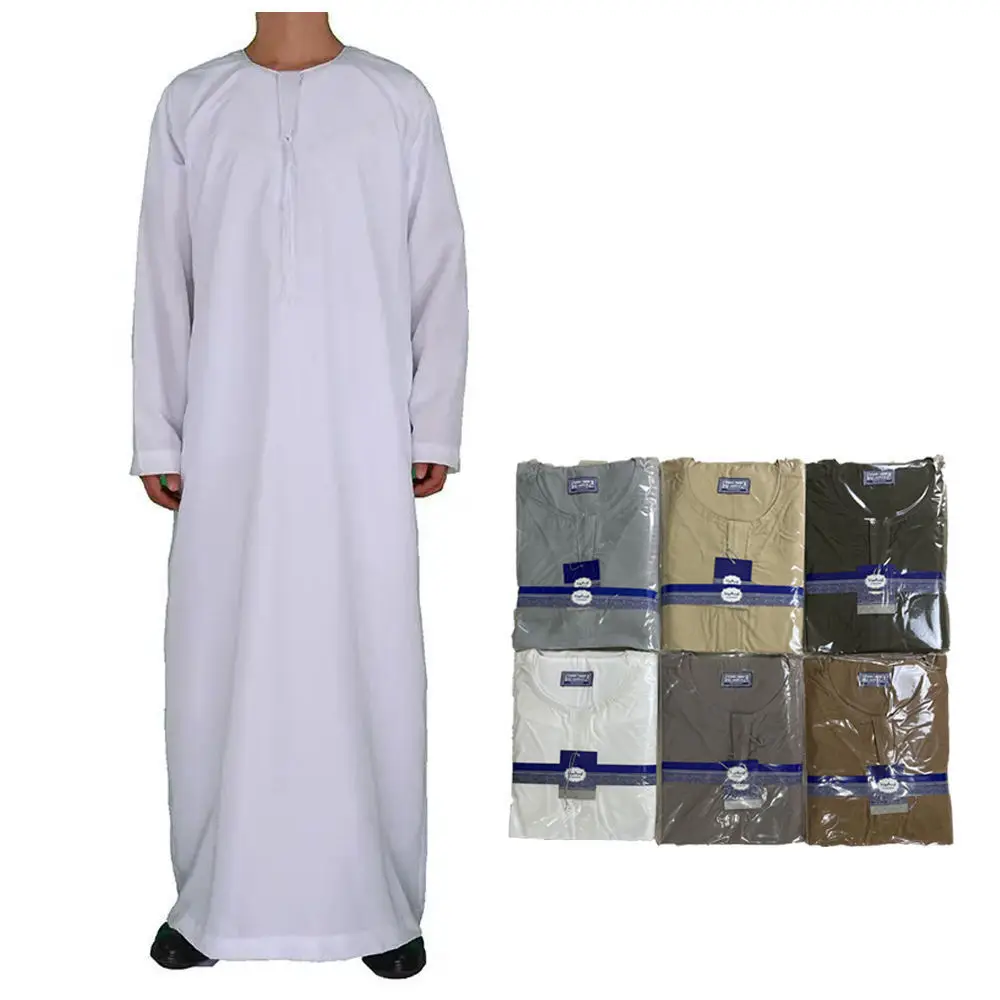 Loose Long Sleeve round Neck Men's Robe Casual Ethnic Clothing Breathable Lightweight Tunic Top for All Seasons