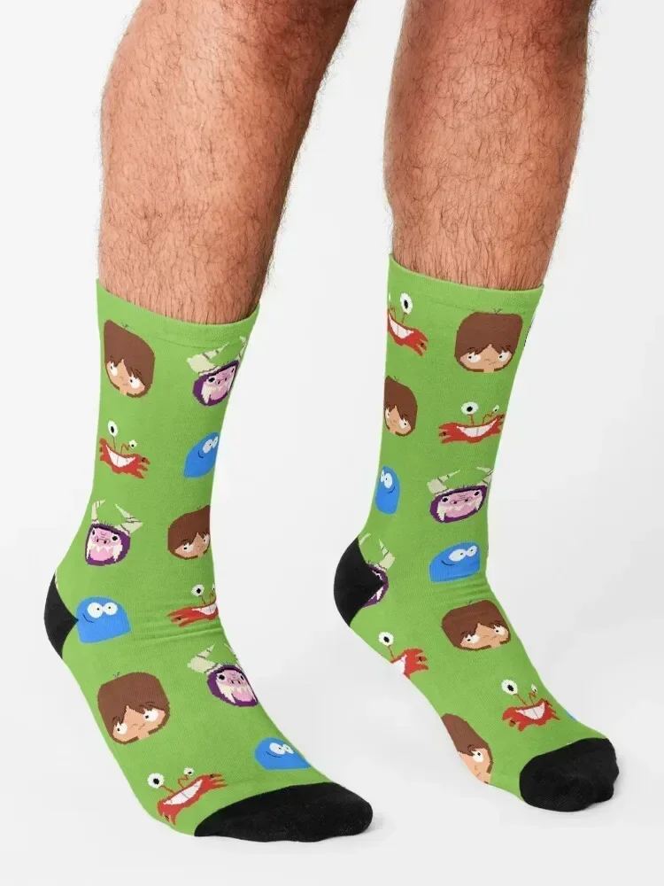 Fosters Home للأصدقاء الخياليين - جوارب بنمط البكسل، جوارب فاخرة، رباط لامع، جوارب شتوية دافئة للنساء والرجال