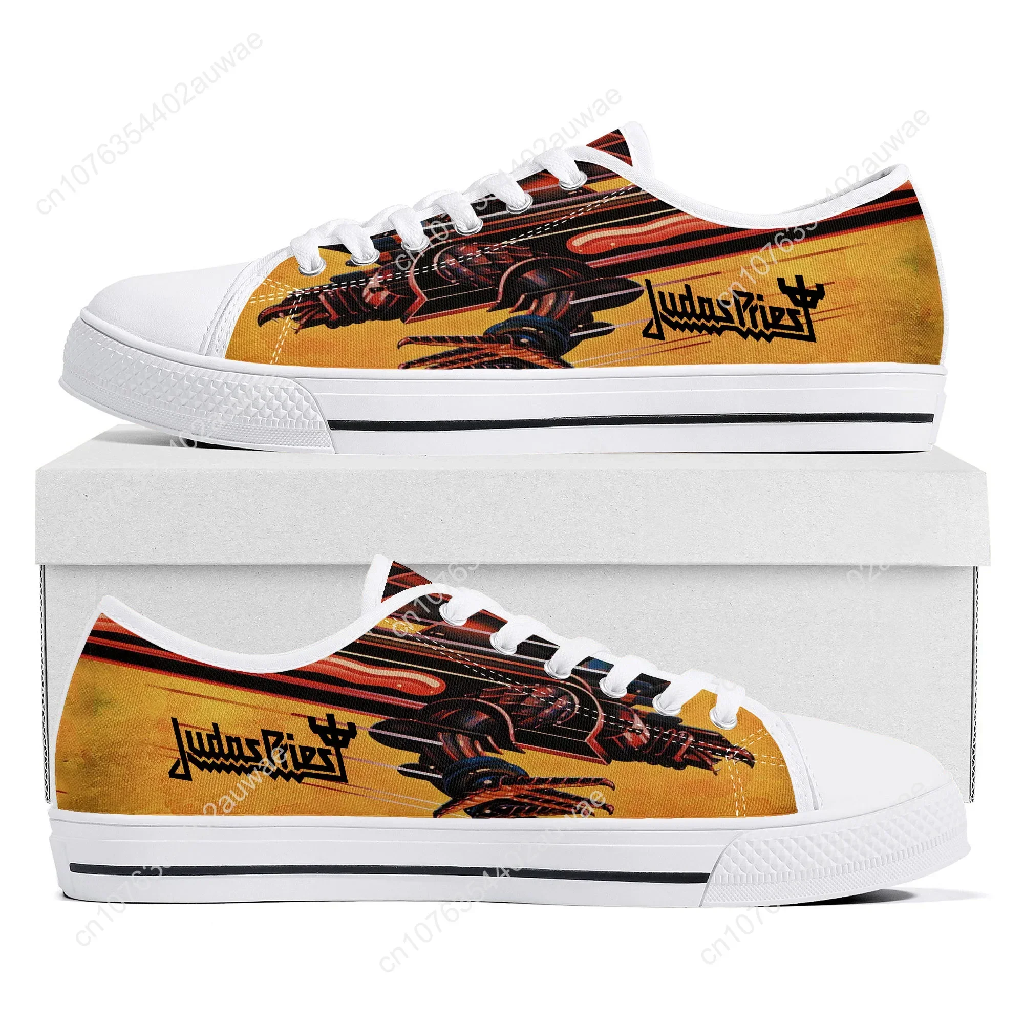 Judas Priest Heavy Metal Rock Band Low Top High Quality Sneakers Mens Women Teenager Canvas Sneaker Custom Casual Couple Shoes