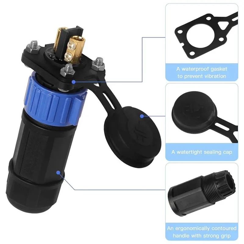 A30P-Trolling Motor Plug Set- Waterproof 12V/24V 36V/48V DC Power Connector For Down Riggers/Fishing Reels Boats Marine