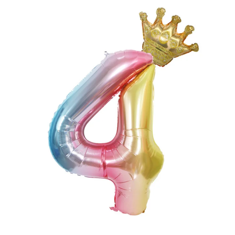 32 بوصة قوس قزح التدرج تاج الرقمية الألومنيوم فيلم بالون الطفل حفلة عيد ميلاد بالون الديكور #5