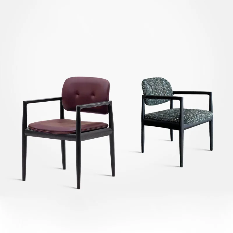 

Dining chair Home living room Premium sense Solid wood casual backrest Single armrest Negotiation chair