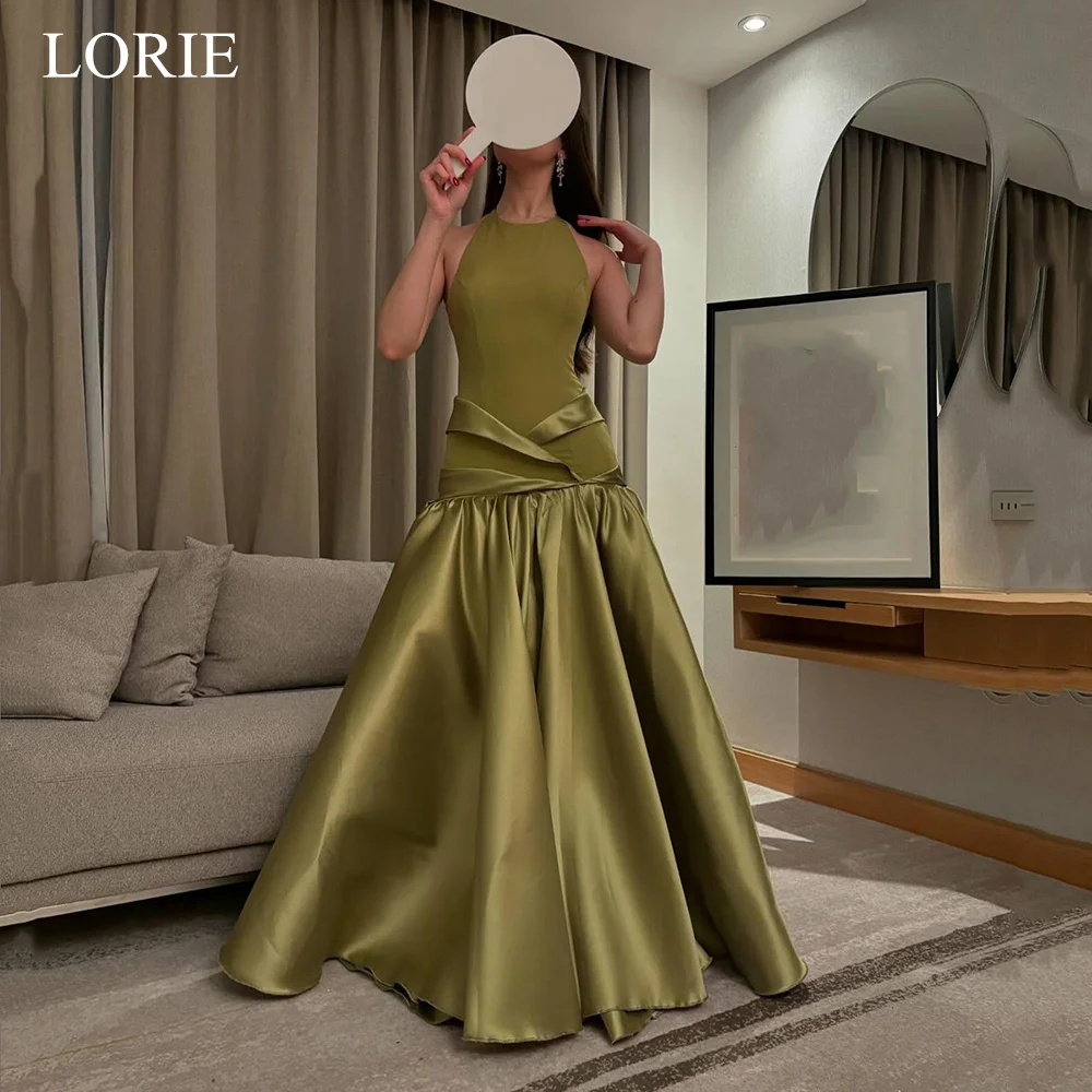 LORIE ชุดเดรสปาร์ตี้ผ้าซาตินสุดหรู คอทรงโอ แขนกุด ทรงเอไลน์ ชุดราตรีงานพรอม ผ้าจับจีบ สำหรับงานพิธีการ ชุดราตรีงานพรอม สามารถสั่งตัดได้