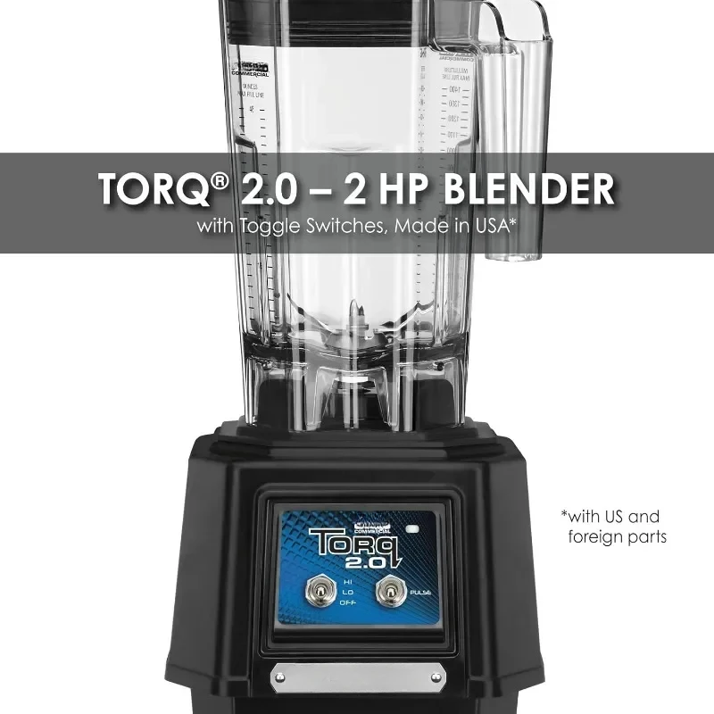 Commercial TBB145 TORQ 2 Horsepower Blender, 2 Speed Toggle Switch Controls,with 48 oz. BPA Free Container,120V,5-15 Phase Plug