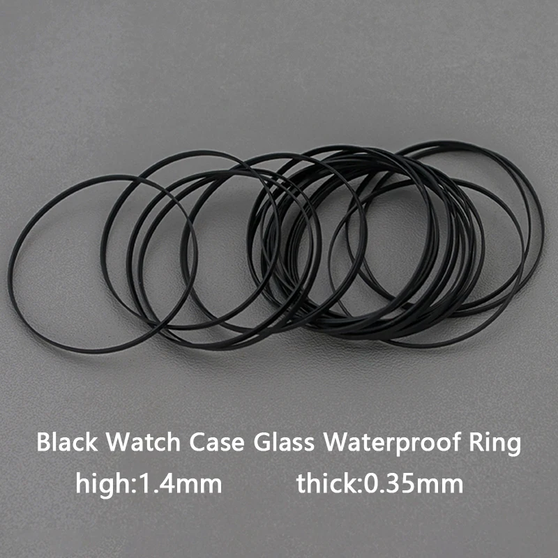 Black Watch Case Glass Gasket 2/5-Piece Set Diameter: 28-32mm Height: 1.4mm Thickness: 0.35mm Watch Case Crystal Glass Gasket