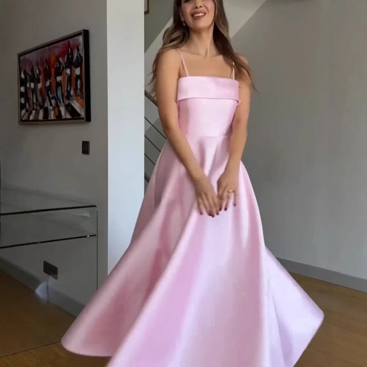 

Retro Satin ter Gown Faion Dr Svel Long A-Line Skirt Ultra Soft Polyester Fabric Midi Dr for Autumn Season