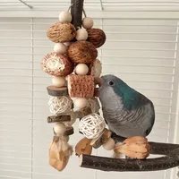 Parrot Chewing Teething Toy Natural Plants Tearing Puzzle Parrot Block Bird Grinding Toy Bird Cage Hangable Entertainment Toy