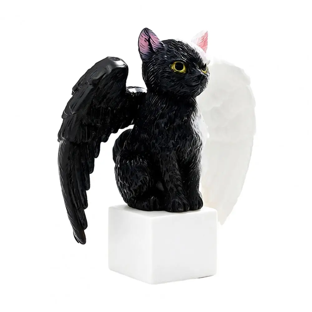Smooth Surface Cat Figurine Halloween Cat Figurine Resin Statue Witch Hat Moon Pumpkin Skull Decor for Tabletop Mantel Shelf