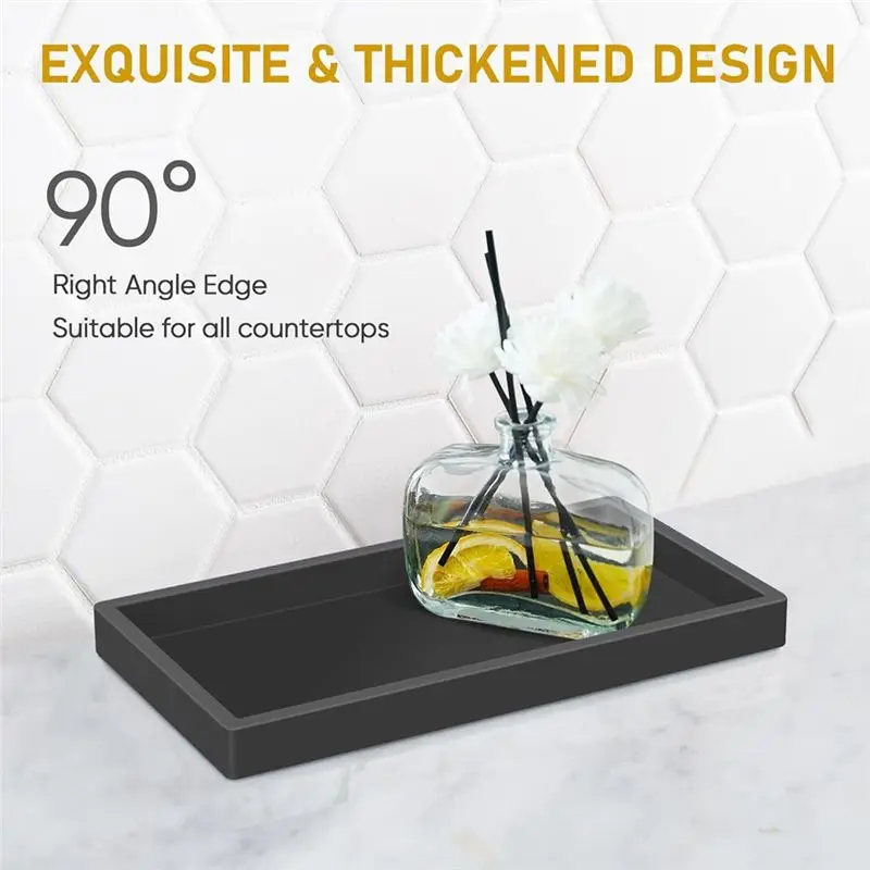 AT02-Bathroom Counter Tray Advanced Bathroom Sink Tray Shatterproof Rectangular Bathroom Tray Soap Distribution Tray