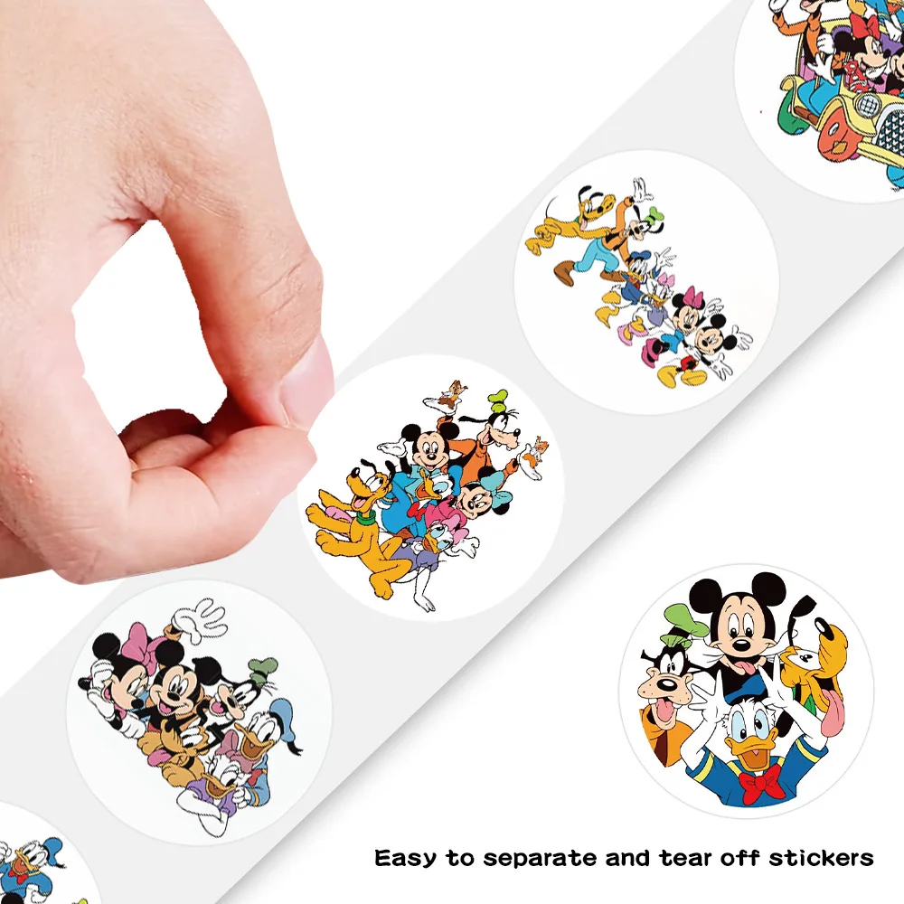 500 pçs/rolo disney dos desenhos animados pateta mickey mouse & amigos adesivos de vedação diy pvc portátil decalques decoração recompensa presente brinquedo