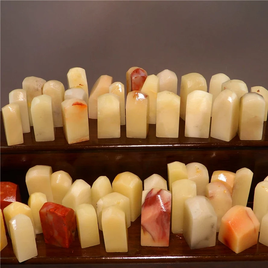 Shoushan Laos Stone Small Flat Seals, Natural Seals Stone for Cutting Practice Leisure Stamps, Art Supplies Spiritual Protection