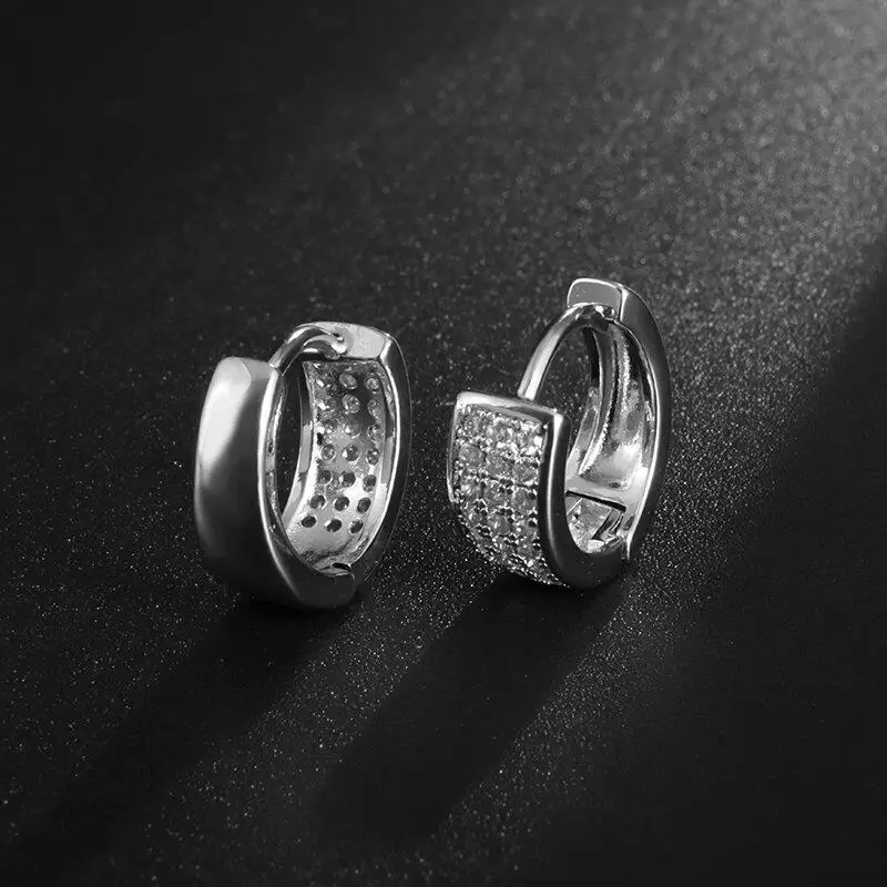 High-End Hoop Earrings Exquisite Shiny Zircon Couple Ear Buckle Men and Women Simple Fashion Round Ear Jewelry