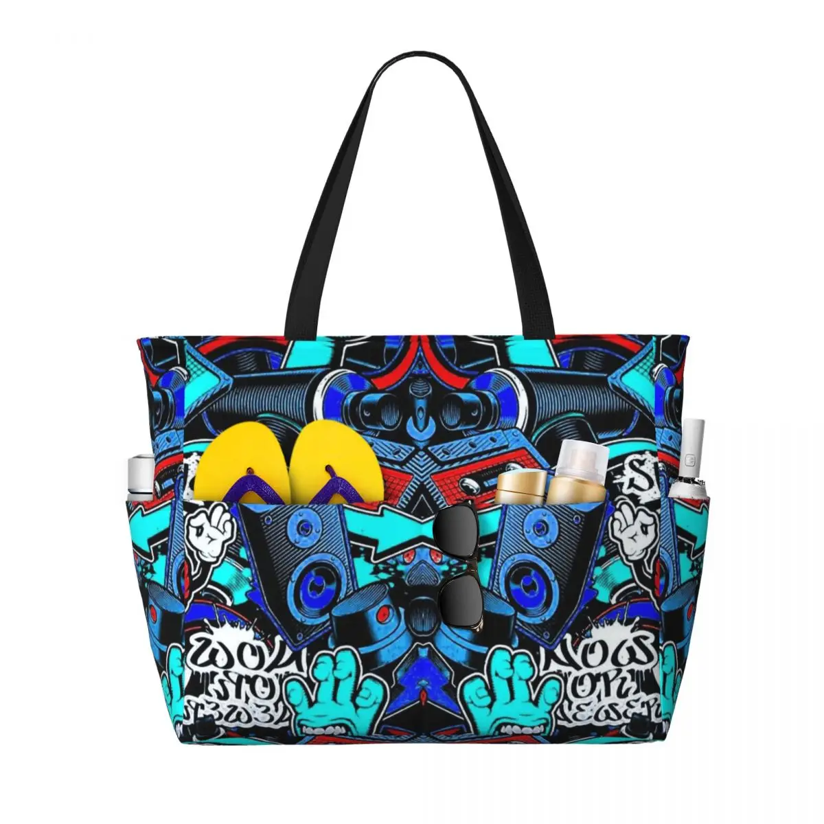 

Urban Pattern Hip Hop Graffiti Street Art Beach Tote Bag Sport Gym Yoga Duffle Large Tote Bag Women Travel Bag Fitness bag