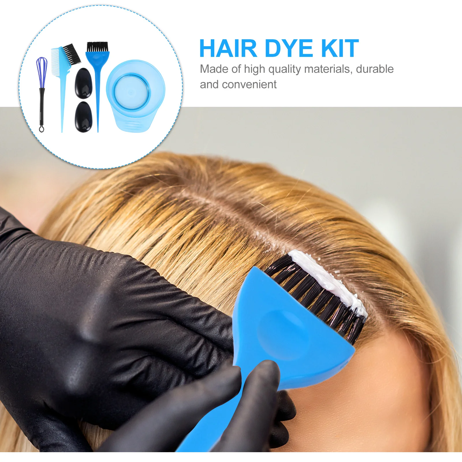 5Pcs Hair Dye Tool Kit Durable No Mess Tinting Bowl Application for Salon Home DIY Blue Hair Dye Kit - Image 5