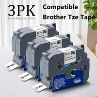[8m Laminated White Label Tape] 3Packs TZ Tape Compatible With Brother Label Maker Tape 24mm/1'  P Touch TZe-251 Black On White