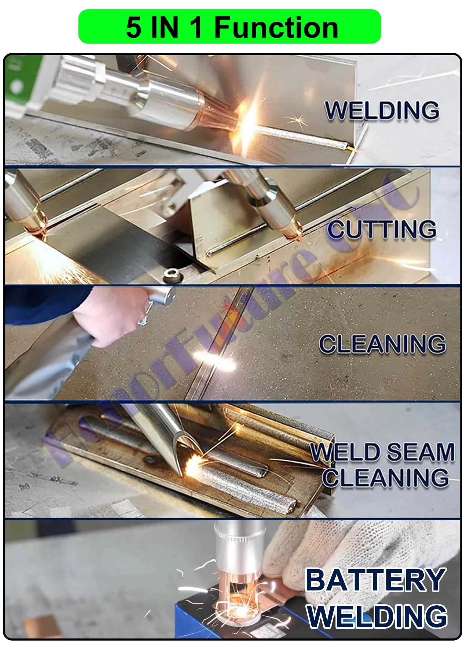 Relfar 5 في 1 آلة لحام البطارية يده الألياف الليزر المعادن لحام قطع التنظيف 1500 واط 2000 واط 3000 واط لحام