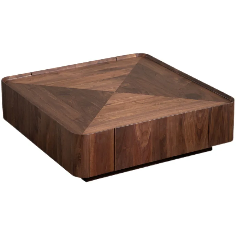 

Customizable Italian minimalist North American black walnut solid wood coffee table square storage Nordic furniture simplicity
