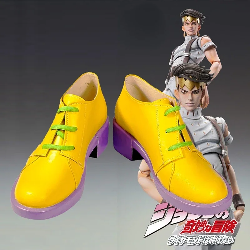 Anime JoJo Bizarre Adventure Cosplay Rohan Kishibe Yellow Shoes Boots Custom Made Halloween Costumes Props Accessories PA6077