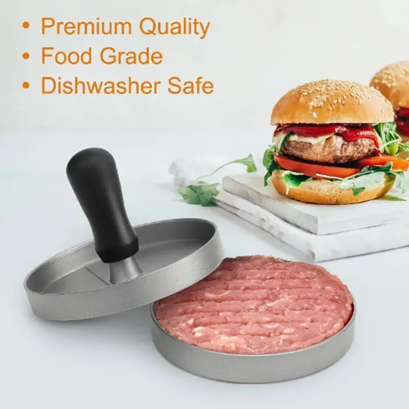 Burger Press Non-Stick Hamburger Patty Maker with Wax Paper Aluminum Burger Maker for Kitchen BBQ Grill Aluminum Burger Mold