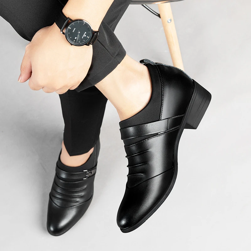 Pointed Toe Vintage Gradient Leather Wingtip Brogue Oxford Dress Shoes Lace Up Formal Business Groom Wedding Office Work Shoes