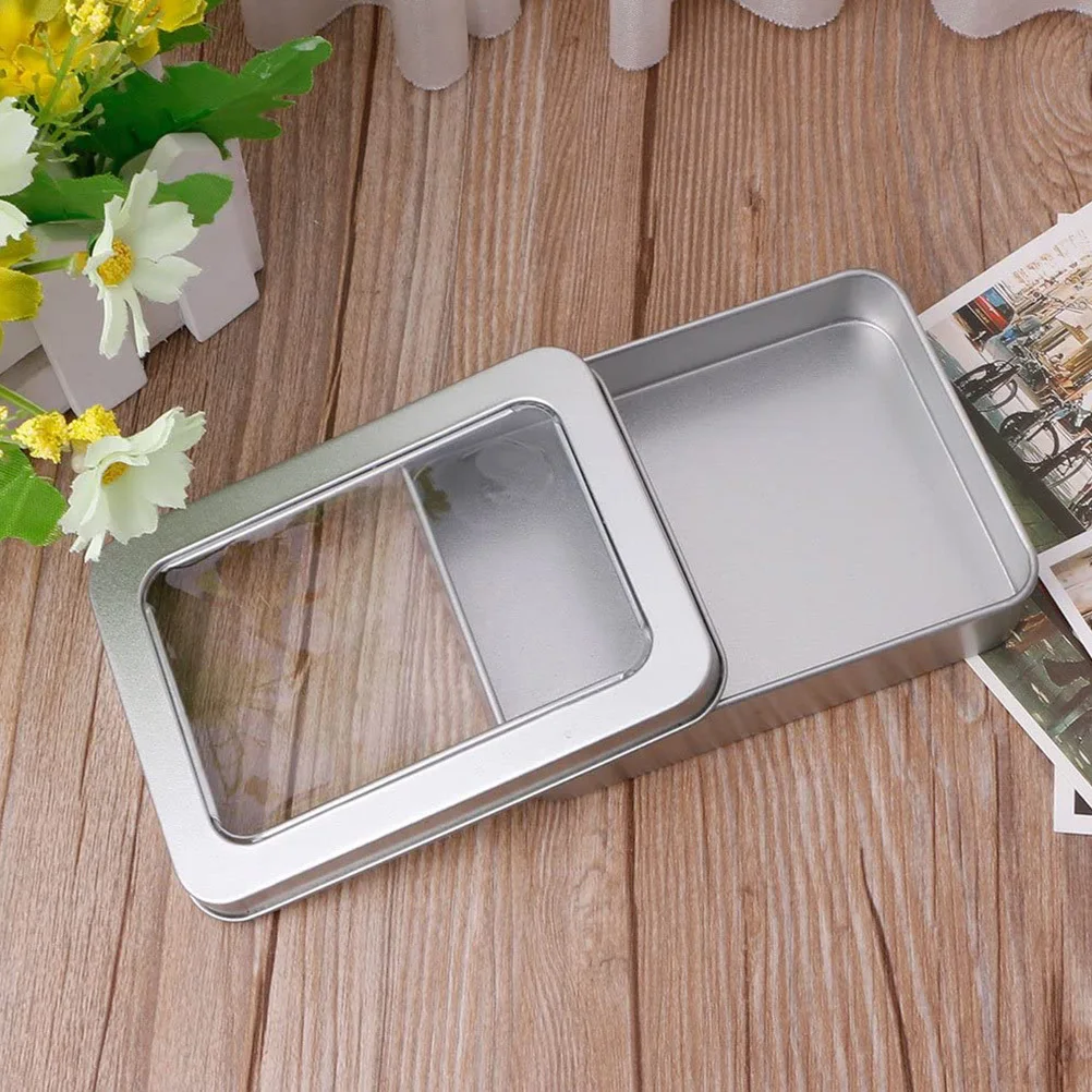 4Pcs Rectangular Tinplate Storage Box with Lid for USB Drive Organizer Keychain Cigarette Container Jewelry Gift Case