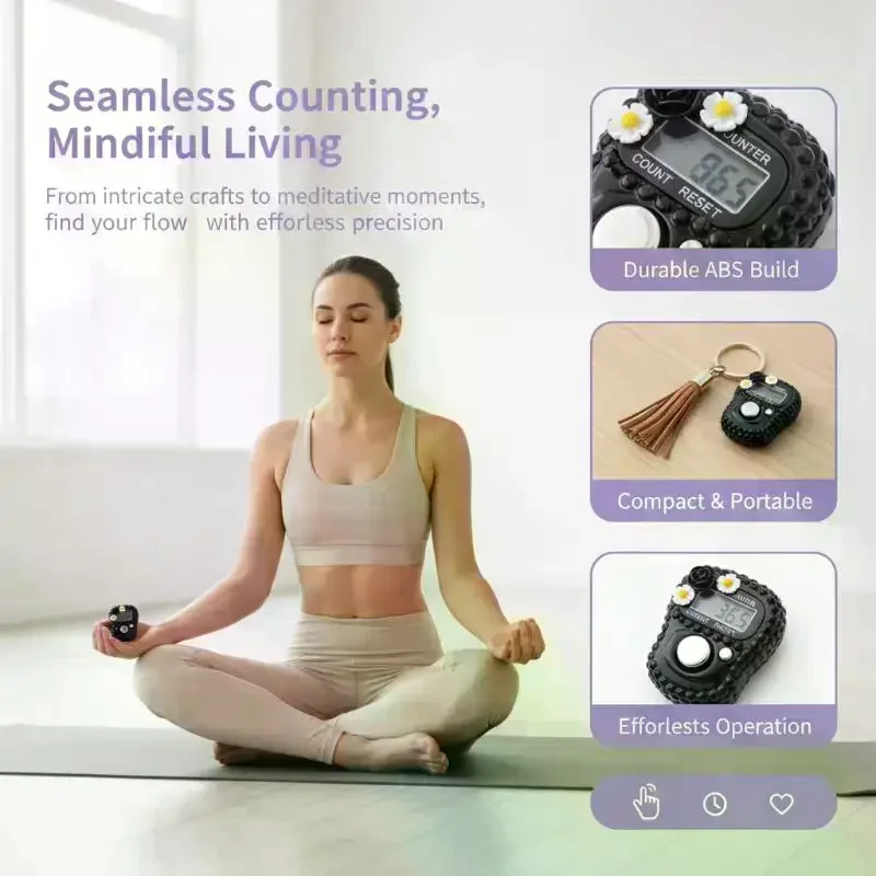 Mini Digital Finger Tally LCD: Counter Reset Flowers Prayer Knitting Sport Counting