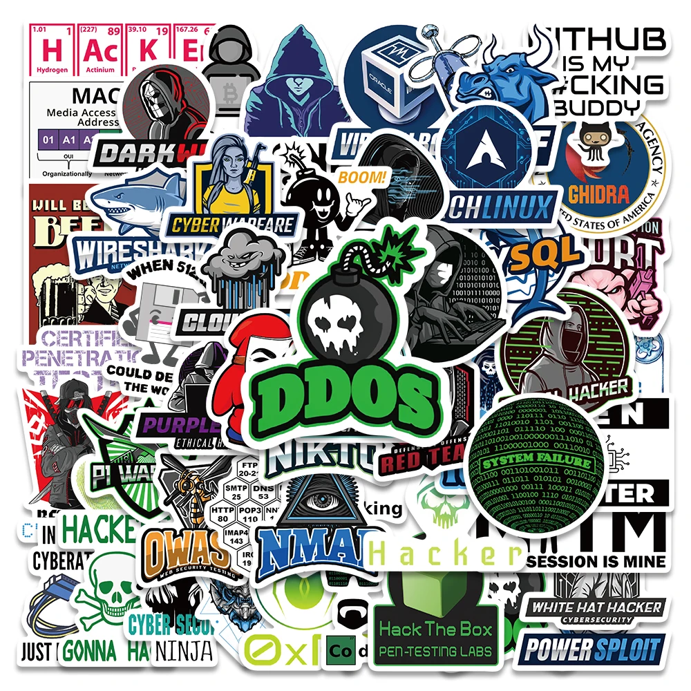 50PCS Hacker Programming Network Cool Stickers for Luggage Skateboard Laptop Motorcycle Toys Helmet Car Sticker