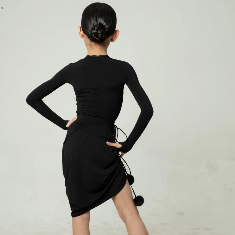 春夏子供用高級パフォーマンス衣装、女の子ラテン高級ダンストレーニングパフォーマンス練習衣装