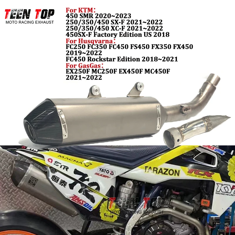 

Titanium Dirt Bike Exhaust Pipe For Husqvarna FX450 FS450 FS350 FC450 FC350 FC250 Slip-on Exhaust Muffler Escape Moto Silencieux