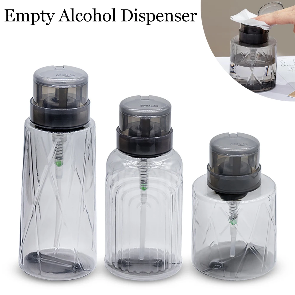 Nail Polish Remover Pump Dispenser Lockable Empty Alcohol Dispenser Push Down One-Touch Pump Bottle Container with Flip Top Cap