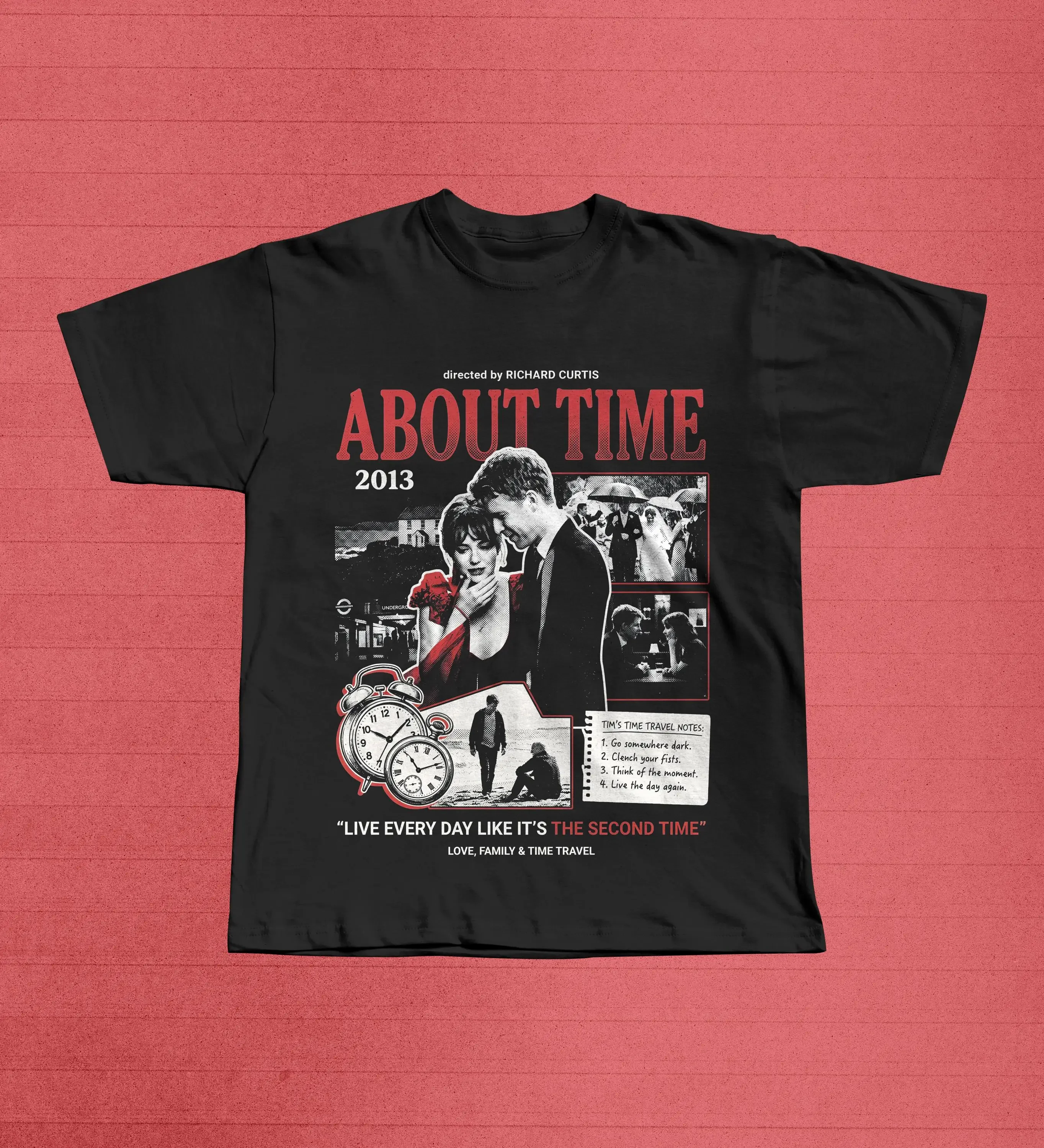 About Time 2013 Film Graphic Tee, Richard Curtis Time Travel Movie T-Shirt