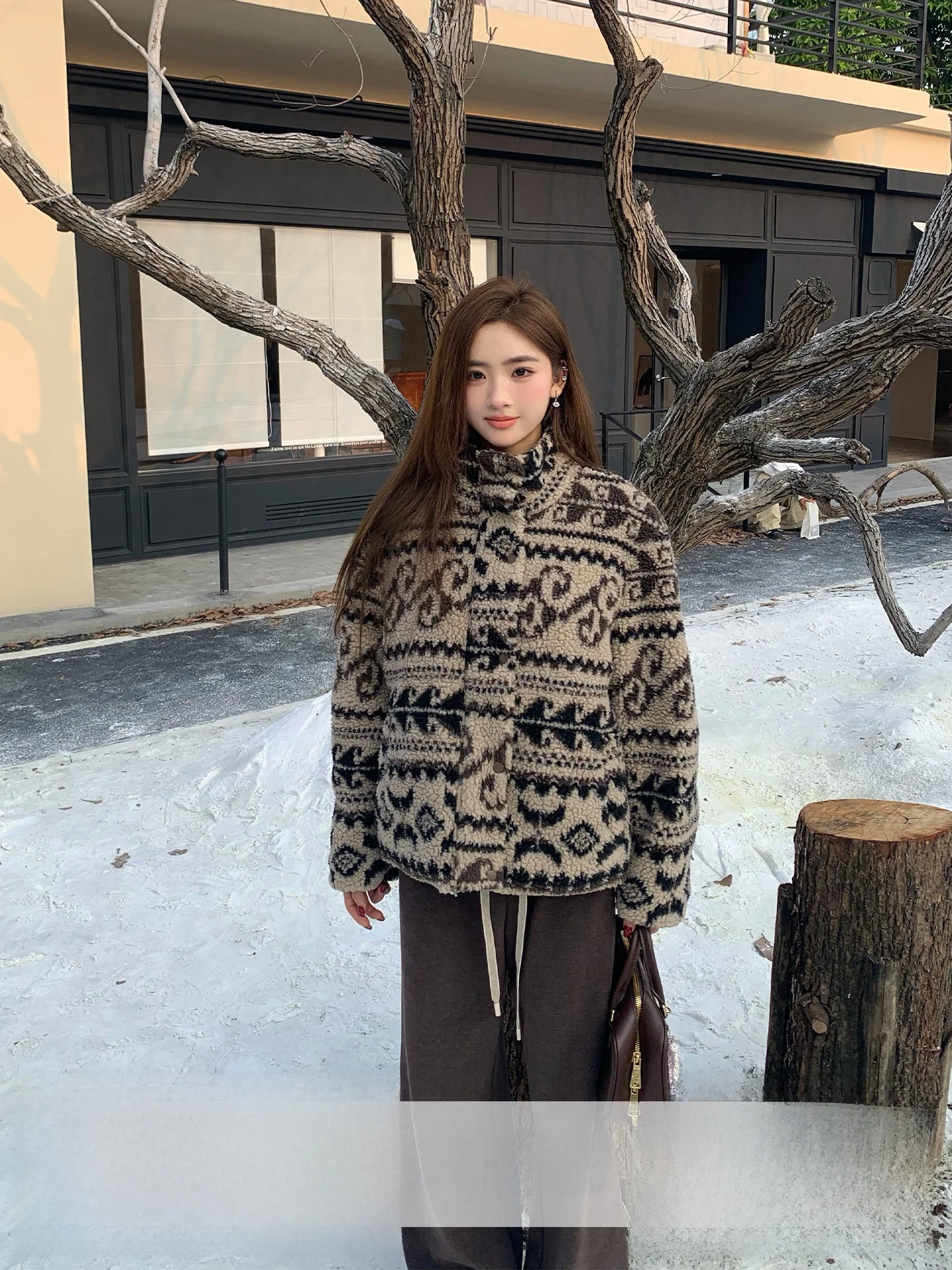 

Женское зимнее пальто Retro Orange Tree Jaet с воротником из овечьей шерсти, на молнии, с длинными рукавами, приталенного кроя, стандартная посадка