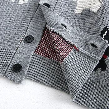 MILANCEL Kids Dog Cardigan Sweater 5 MILANCEL Spring Children's Sweater Jacket 1-8 Y Jacquard Cute Dog Boys Single Breasted Buckle Cardigan Top Girls Knitted Sweater 5