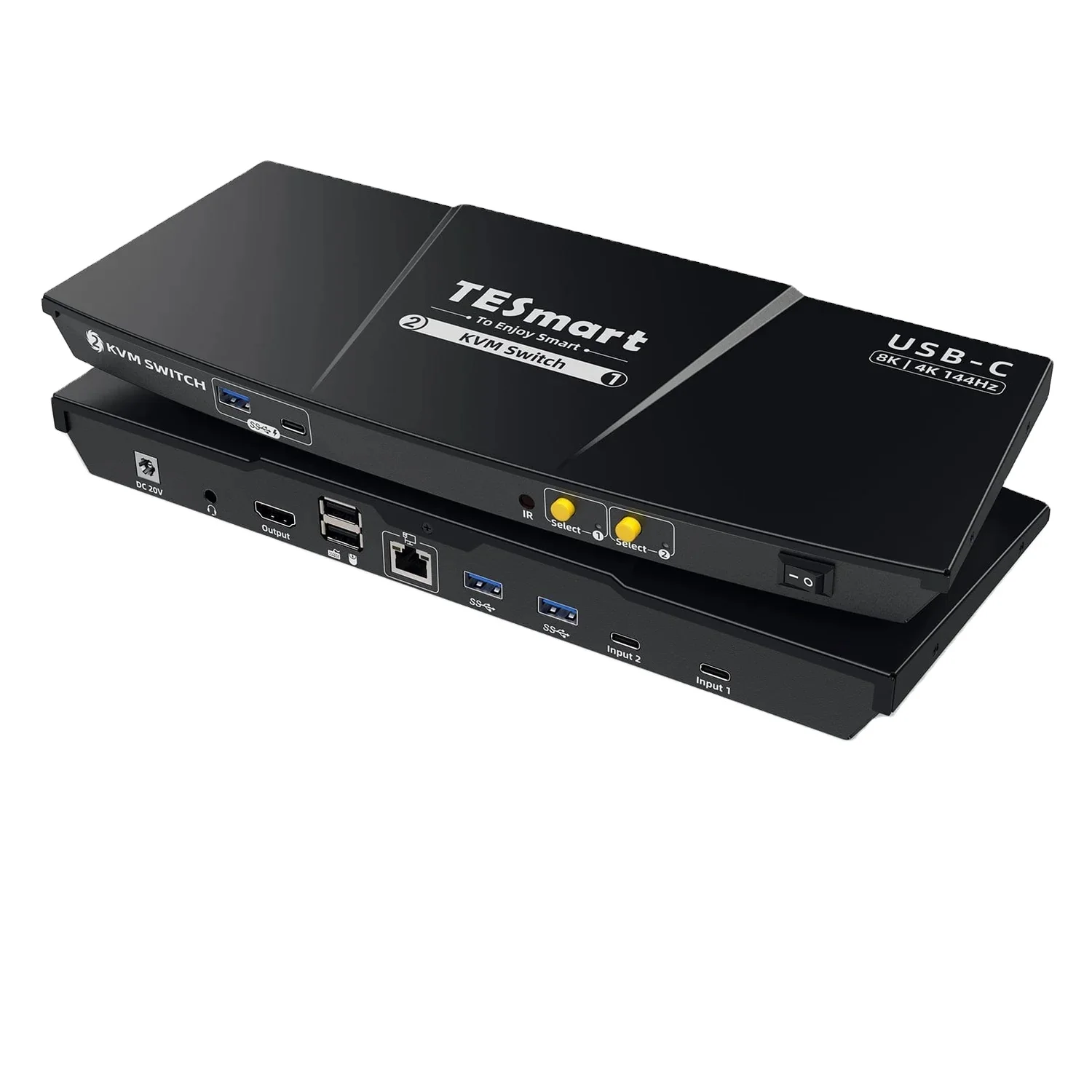 

TESmart 2-портовый KVM-переключатель USB-C 8K60 Гц Игровая док-станция с EDID 4K144 Гц для игр 2 ноутбука 1 KVM-переключатель Mon tor
