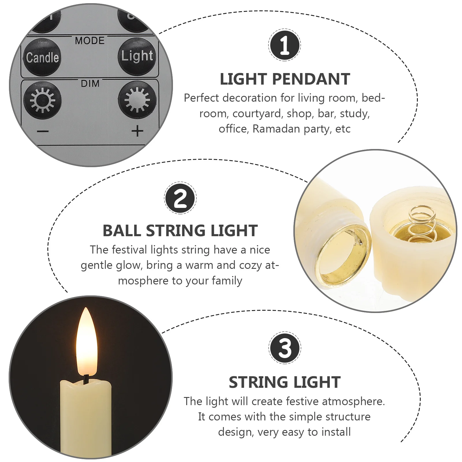 

1 set 1 Set Of Led Flameless Fake Candles Simulation Light Decor For Wedding Birthday Halloween Party Night Light Desktop