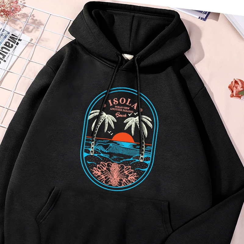 

Beach Palm Ocean Printing Hoody Mens Fashion Oversized Sweatshirt Unisex Versatile Daily Sportwear Comfortable Comfy Fleece Top