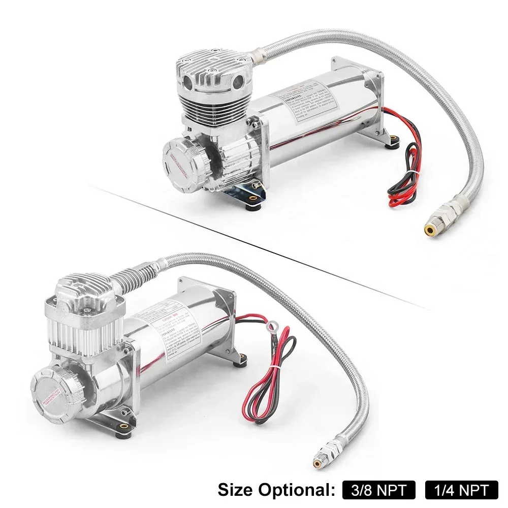 اكسسوارات السيارات العالمي 1/4NPT أو 3/8NPT كروم 200PSI 480C 12V طقم مضخة ضاغط التعليق الهوائي BX 102151 -SL