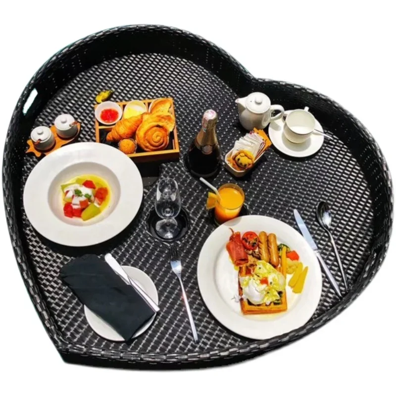 B&B Afternoon Tea Pool Plate Floating Breakfast Tray Rattan Basket