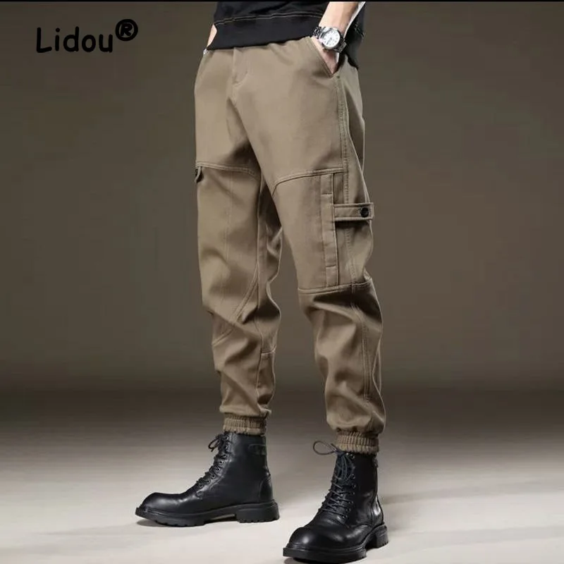 Fashion Vintage Pocket Cargo Pants Classic Loose Street Casual Cotton Youth Harlan All-match Tie One's Feet Male Trousers