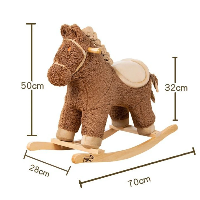 Children's Wooden Plush Pony Rocking Horse Soft Plush Stroller Music Balance Chair Baby Toy Kids Birthday Gif