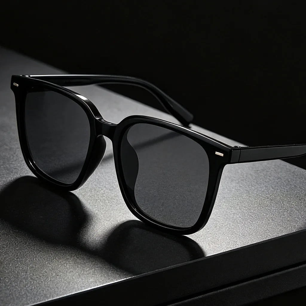 New Fashion Square-framed Glasses Men's HD Polarized Sunglasses Shades Retro UV400 Sun-proof Unisex Driving Glasses